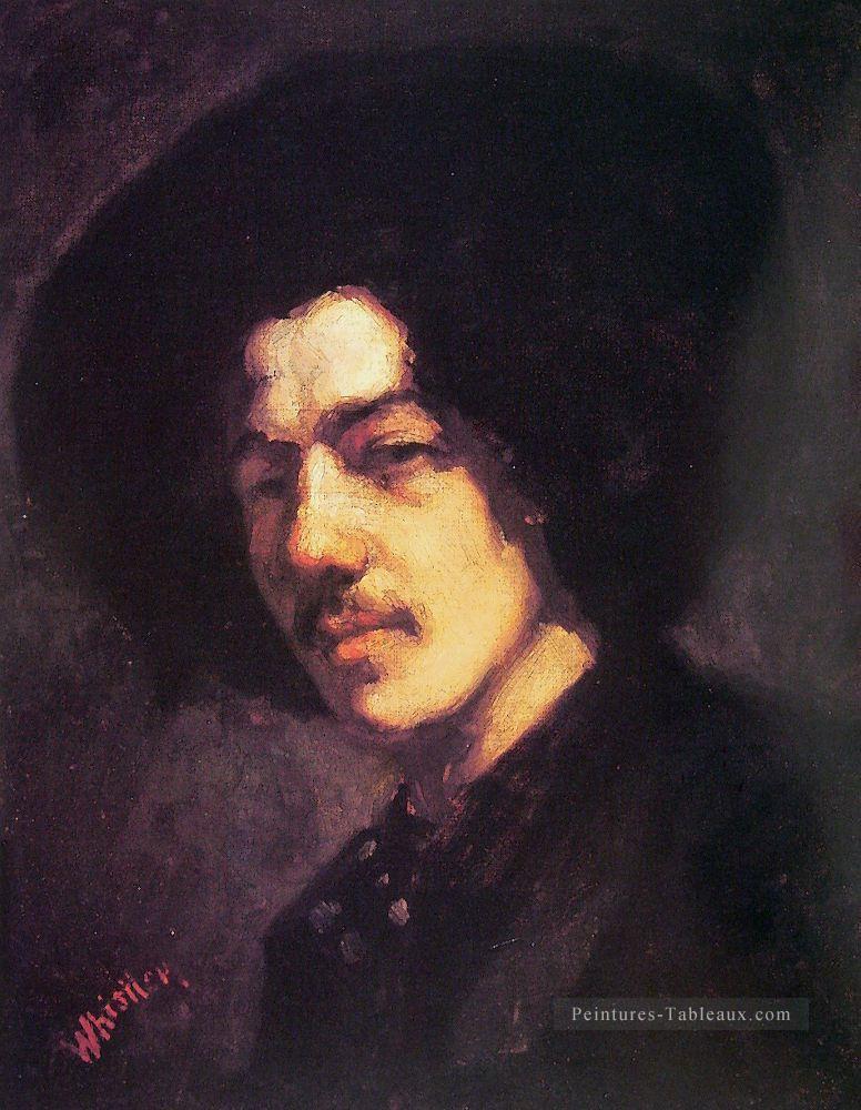 Portrait de Whistler avec un chapeau James Abbott McNeill Whistler Peintures à l'huile